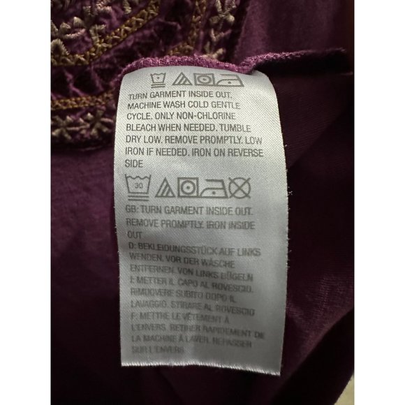 LOGO by Lori Goldstein size 1X purple cotton embroidered bodice 3/4 sleeve top - Picture 5 of 8